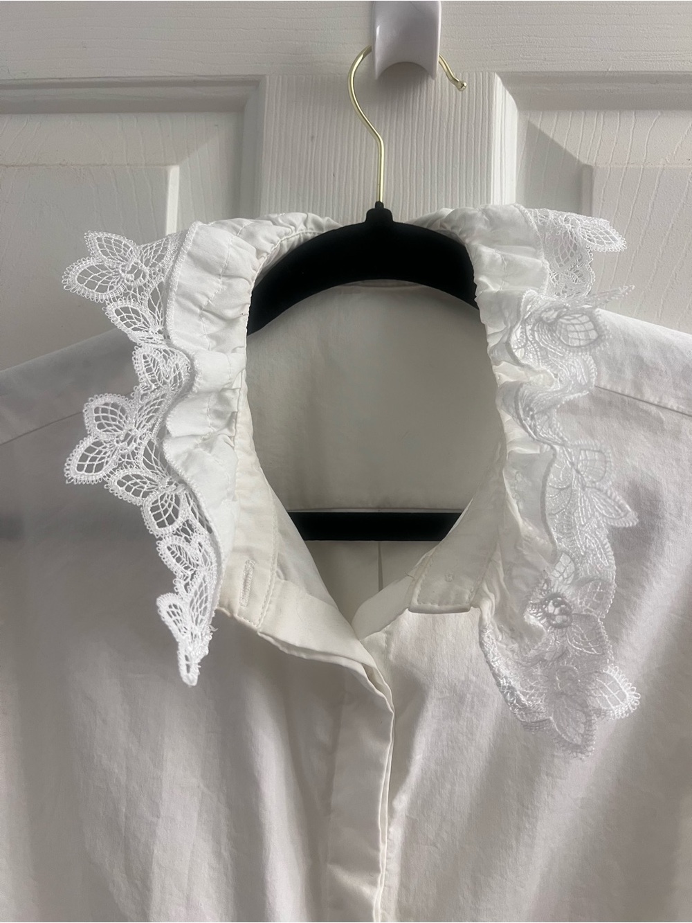 Bequeenstory White Lace Blouse – XS • Romantic Cottagecore Vintage Style